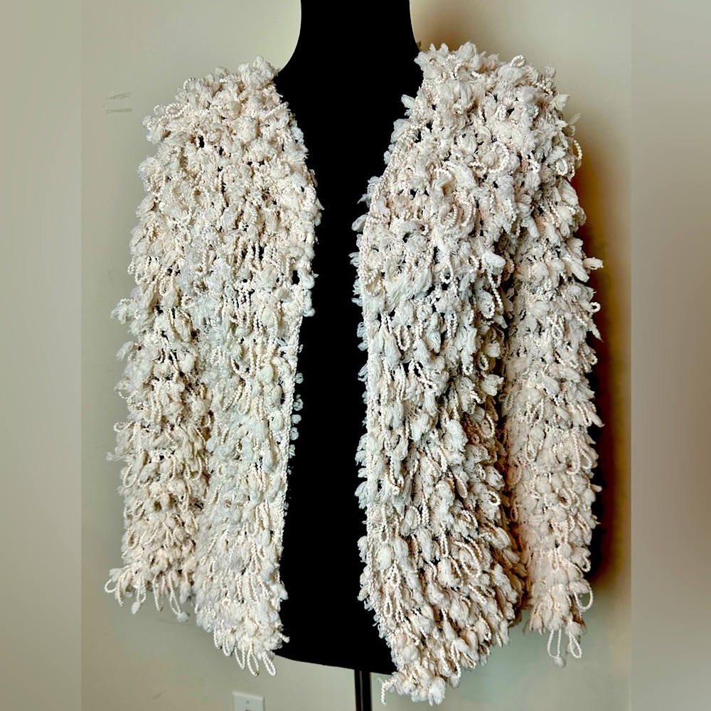 M/L Molly Green Cream Shaggy Cardigan
